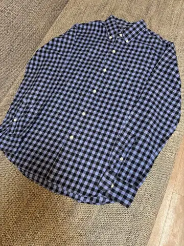 미사용에 가까운 EDIFICE 버튼 다운 긴팔 셔츠 블랙 블루 체크