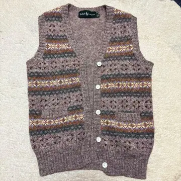 폴로 랄프로렌 니트 베스트 M 울 페어아일 패턴 브라운