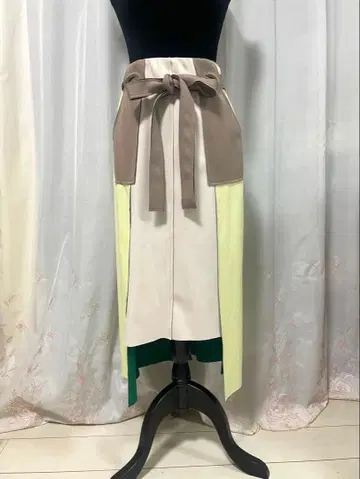 본딩 배색 스커트