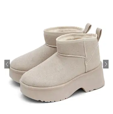 GRL 무스탕 통굽 숏부츠 아이보리