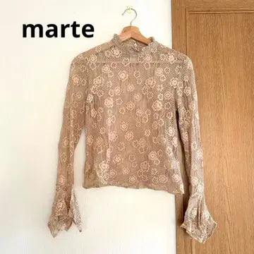 marte 플라워 레이스 상의 티셔츠 베이지 긴팔 포멀