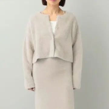 e/rm 웜 니트 샤기 크롭 가디건