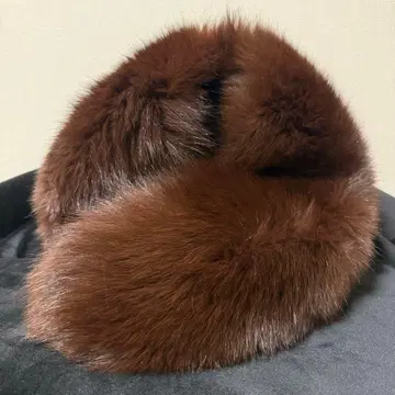 FOX 퍼 숄 다크 브라운 일본 정통의상 소품