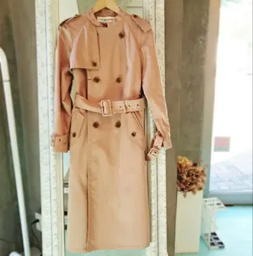 신 존 트렌치코트 스탠드 카라 롱 코트