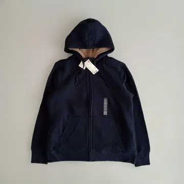 새상품! 유니클로 보아 맨투맨 풀 집업 후드티 네이비 XL