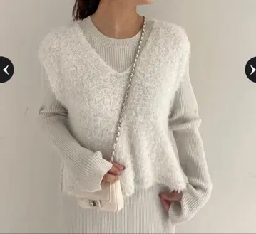 Arpege story 라메 니트 롱 원피스 화이트