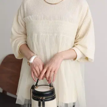 사키시마 튤 도킹 니트