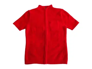 빨간색 모헤어 집업 반팔 상의