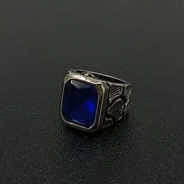 빈티지 실버 지르코니아 블루 반지 15호