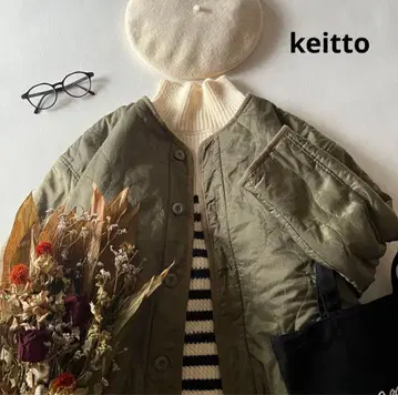 a1706* 새상품 케이토 보아 안감 노카라 퀼팅 코트