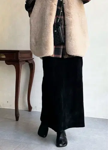 굵은 코듀로이 저지 스커트