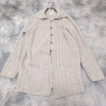 쿠미쿄쿠 KUMIKYOKU 울 80% 리브 니트 롱 가디건 2 ( M )