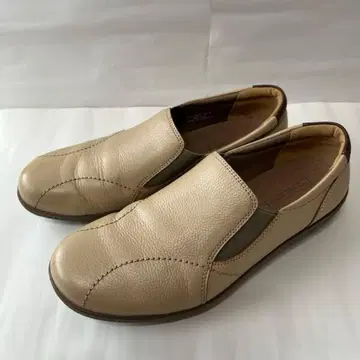 아킬레스 솔보 베이지 가죽 슬립온 신발 25cm