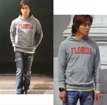 레어 초기 빨간색 택 기무라 타쿠야 착용 FLORIDA 후드티
