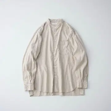 CONFECT 기모 린넨 밴드 카라 셔츠 시라누이 내추럴 5 일본제