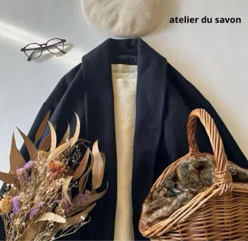 8506* 아틀리에 드 사봉 캐시미어 혼방 숄카라 가운 롱 코트