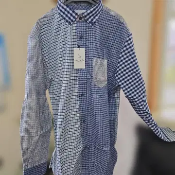 산타페 체크 무늬 긴팔 플란넬 셔츠 네이비 계열