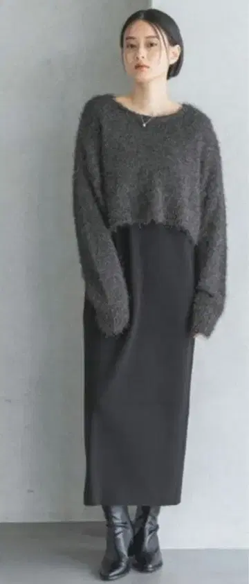 라메 샤기 2P 세트 원피스