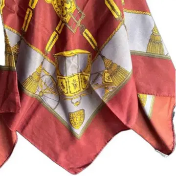 스카프 마차 패턴 벽돌색 계열 럭셔리