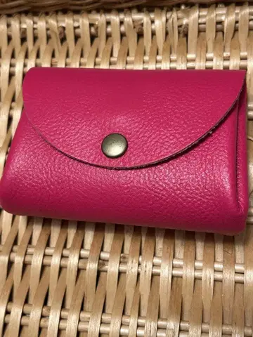 [ 미사용 ] 핑크 가죽 코인 케이스 스냅 버튼 포함