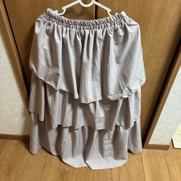 플레어 디자인 롱 스커트 F 라이트 그레이