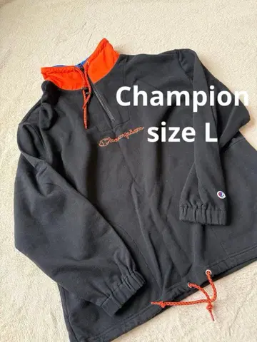 Champion 챔피온 하프 지퍼 트레이닝복 블랙/오렌지 L