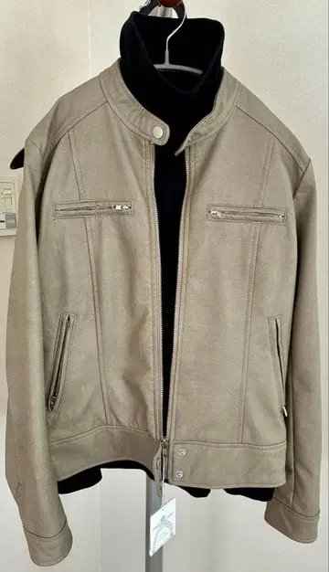베이지 합성 피혁 자켓 M