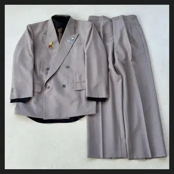 [ 4가지 코디 세트 ] 베이지 레트로 더블 셋업 셔츠 넥타이 핀즈