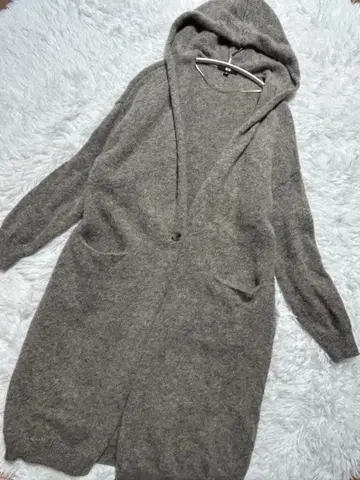 유니클로 롱 가디건 울 100% 코트 믹스 그레이