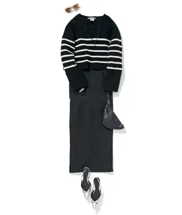 THIRD MAGAZINE 서드매거진 레이스업 보더 스웨터 니트