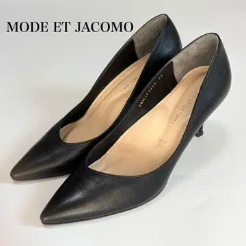 새상품급 모드 에 자코모 천연 가죽 스틸레토 펌프스 블랙 24cm