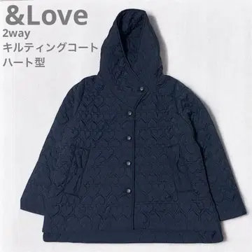 새상품급 앤드러브 하트 퀼팅 숄카라 후드 부착 2way 코트