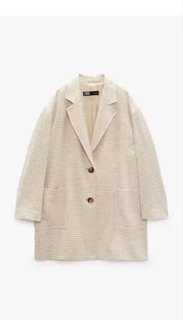 ZARA 체크 무늬 체스터 코트