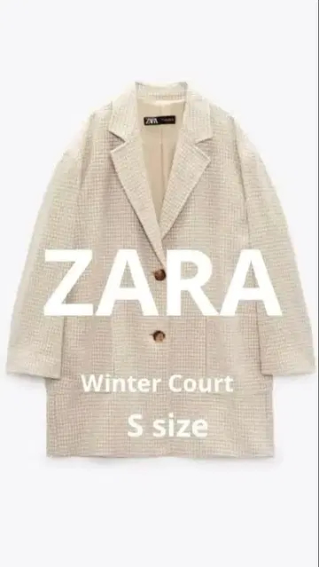 택 포함 ZARA 하운드투스 체크 패턴 체스터 코트