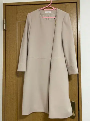 노리즈 라이트 핑크 베이지 지퍼 롱 코트 사이즈 38