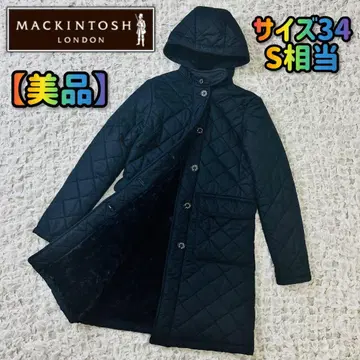 매킨토시 울 보아 퀼팅 롱 코트 네이비 34 S