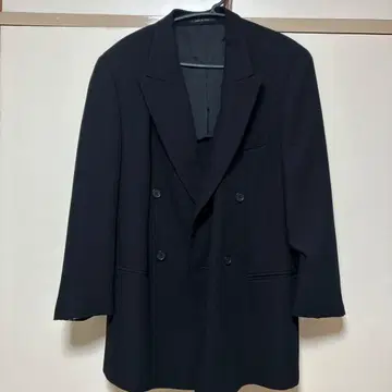 armani 이탈리아제 더블 브레스트 더블 테일러드 자켓 블랙