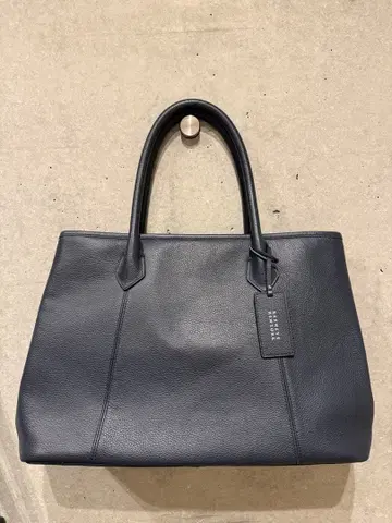 컨디션 최상 바니스뉴욕 토트백 주름 가죽 A4 숄더 비즈니스 네이비