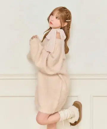 샤기 니트 원피스 apres jour 핑크