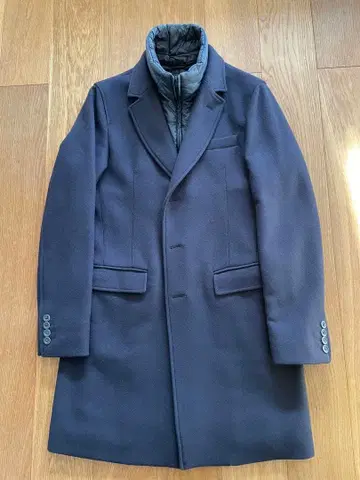 Herno 네이비 체스터 코트 다운 라이너 포함