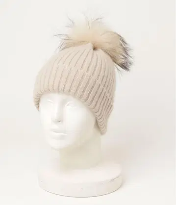 알아바일 퍼 포함 니트 모자 비니 베이지 루루윌비