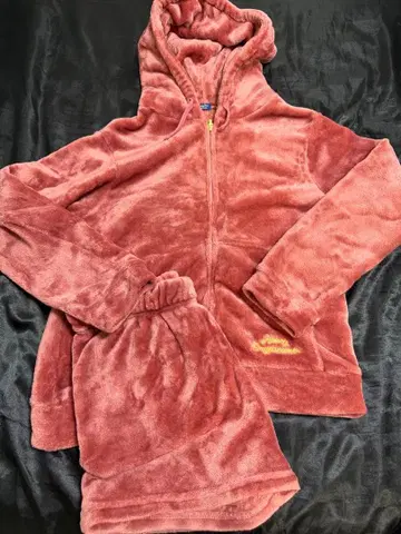 플리스 후드 부착 룸웨어 세트 핑크