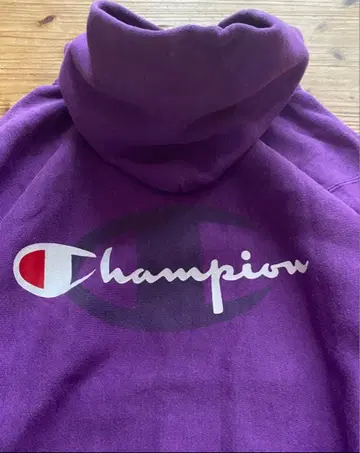 90년대 Champion 리버스 위브 퍼플 후드티 보라색 페이드