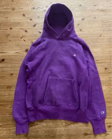 90년대 Champion 리버스 위브 퍼플 후드티 보라색 페이드