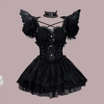 malymoon 마리문 코스프레 고딕 인형 엔젤 블랙 블랙
