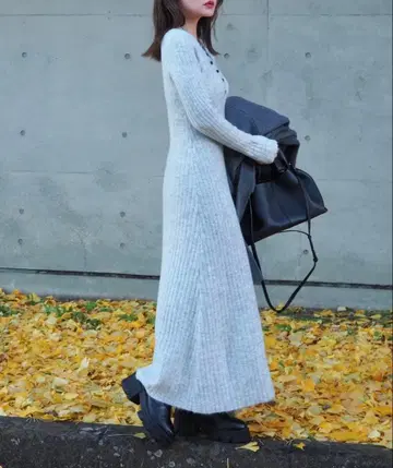 [ LAULEN ] 헨리넥 롱 리브 원피스