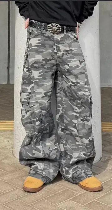 데님 팬츠 카모플라쥬 배기 데님