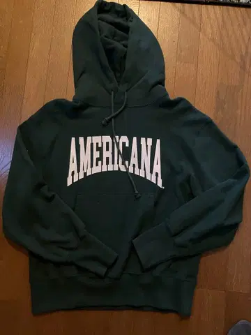 Americana 다크 그린 후드 부착 후드티