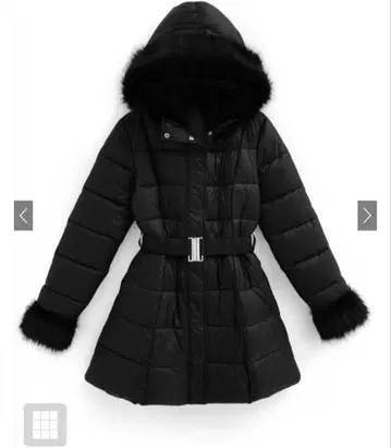 퍼 A라인 다운 코트 블랙