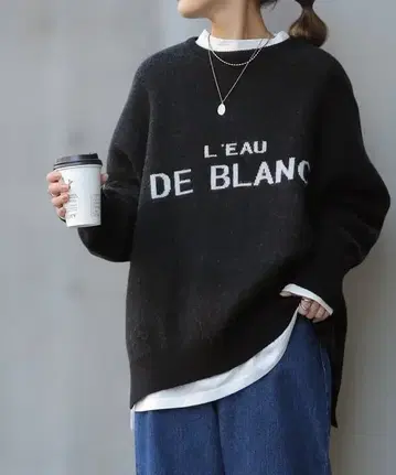 HUG.U 하그유 오샤로고 니트 오버 사이즈 블랙